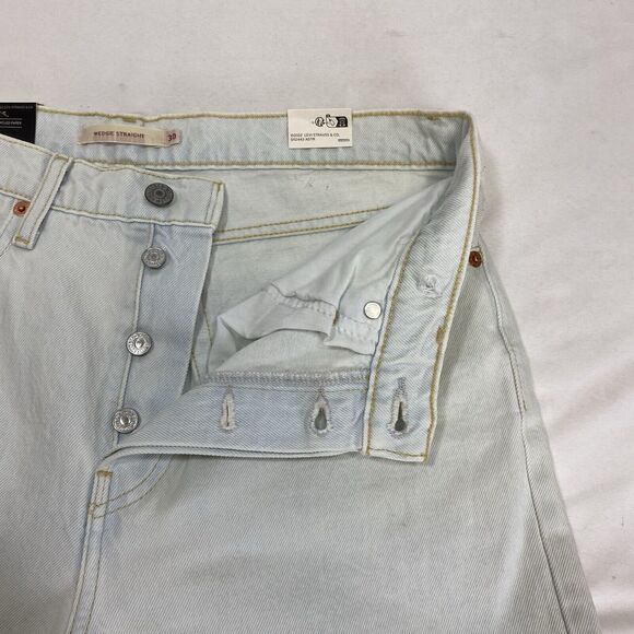 Levi’s Wedgie Straight High Rise Jeans Women 30x28 Blue Button Fly Preppy Denim - Picture 6 of 16